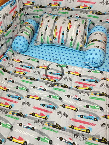CS-1012: Cot Bedding Set - Racing Car Theme
