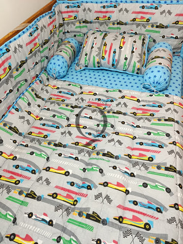 CS-1012: Cot Bedding Set - Racing Car Theme