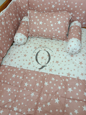 CS-1013: Cot Bedding Set - Peach Stars Theme