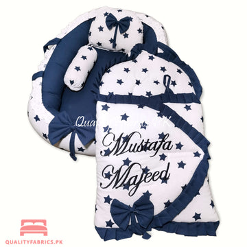 Navy Blue Stars Theme  - Snuggle Bed & Sleeping Bag with Name