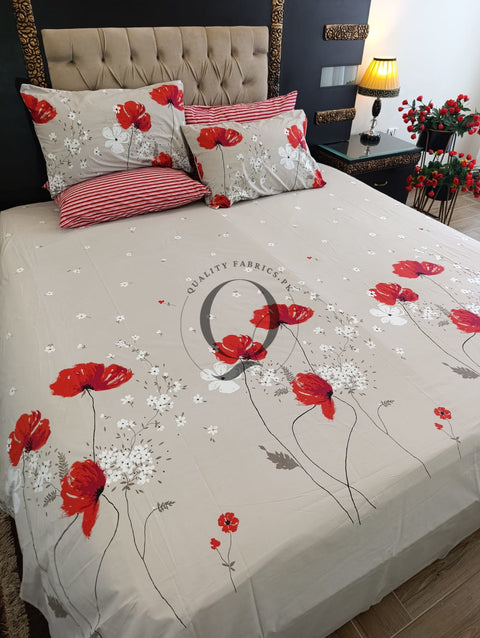 PC-1223: 4 Pillows Cotton Bed Sheet