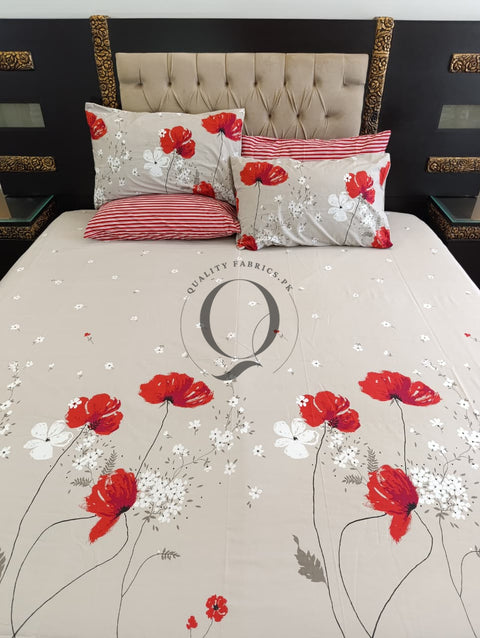 PC-1223: 4 Pillows Cotton Bed Sheet