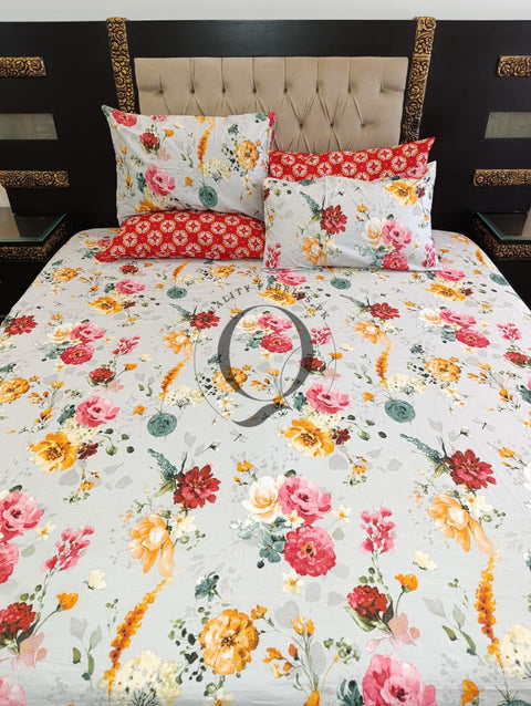 PC-1242: 4 Pillows Cotton Bed Sheet
