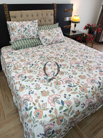 PC-1494: 4 Pillows Cotton Bed Sheet