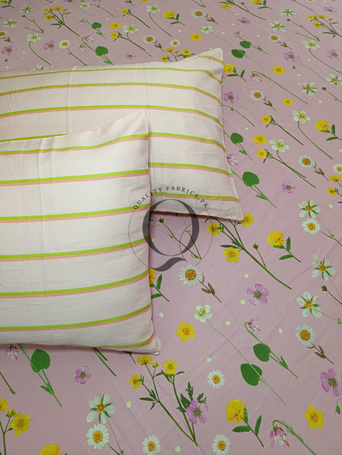 CS-301: 2 Pillows Cotton Satin Bed Sheet