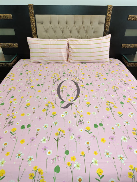 CS-301: 2 Pillows Cotton Satin Bed Sheet