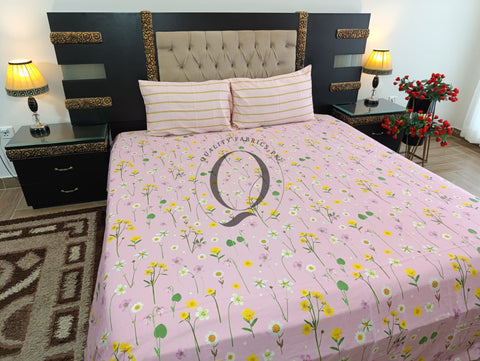 CS-301: 2 Pillows Cotton Satin Bed Sheet