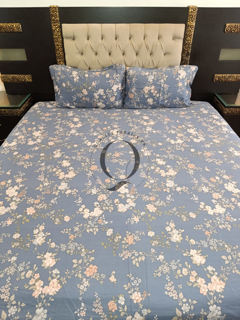 CS-302: 2 Pillows Cotton Satin Bed Sheet