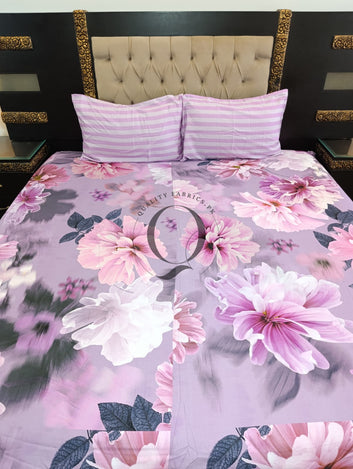 CS-303: 2 Pillows Cotton Satin Bed Sheet