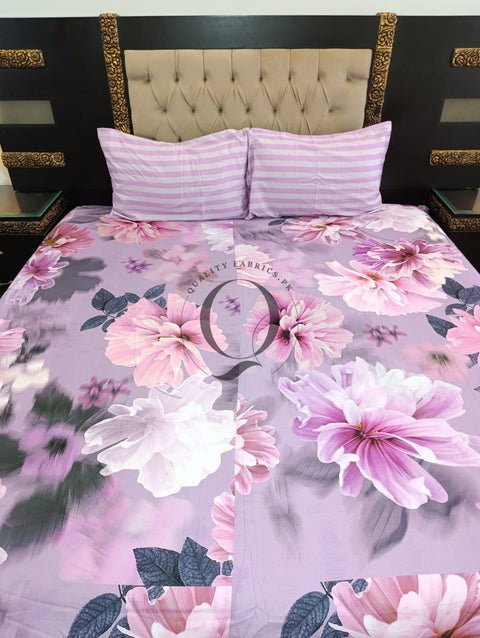 CS-303: 2 Pillows Cotton Satin Bed Sheet