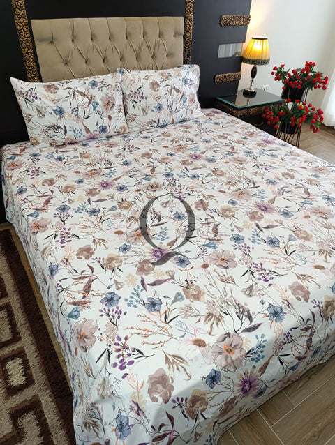 CS-304: 2 Pillows Cotton Satin Bed Sheet