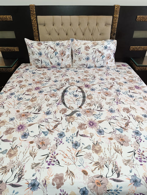 CS-304: 2 Pillows Cotton Satin Bed Sheet