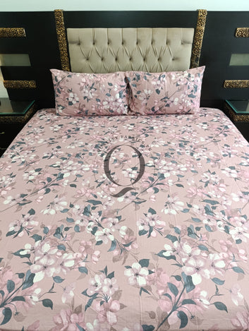 CS-305: 2 Pillows Cotton Satin Bed Sheet