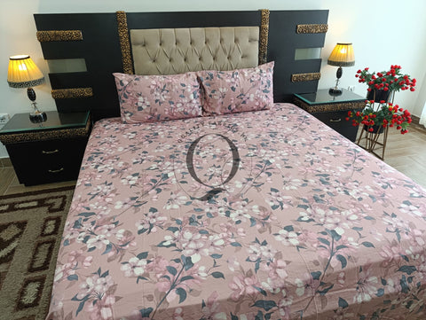 CS-305: 2 Pillows Cotton Satin Bed Sheet