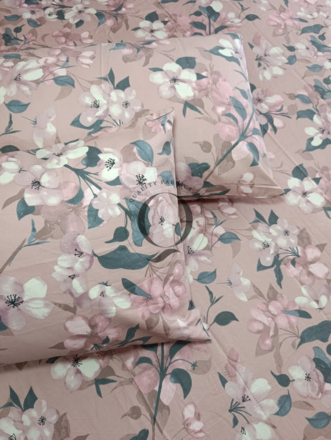 CS-305: 2 Pillows Cotton Satin Bed Sheet