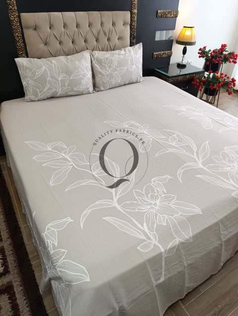 CS-306: 2 Pillows Cotton Satin Bed Sheet
