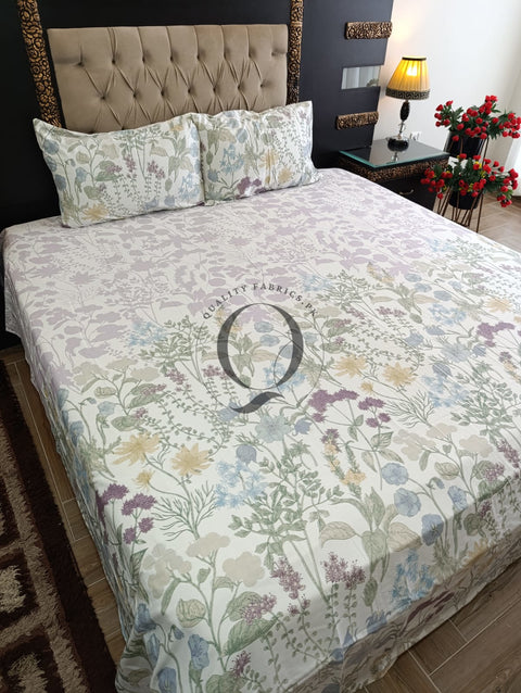 CS-307: 2 Pillows Cotton Satin Bed Sheet