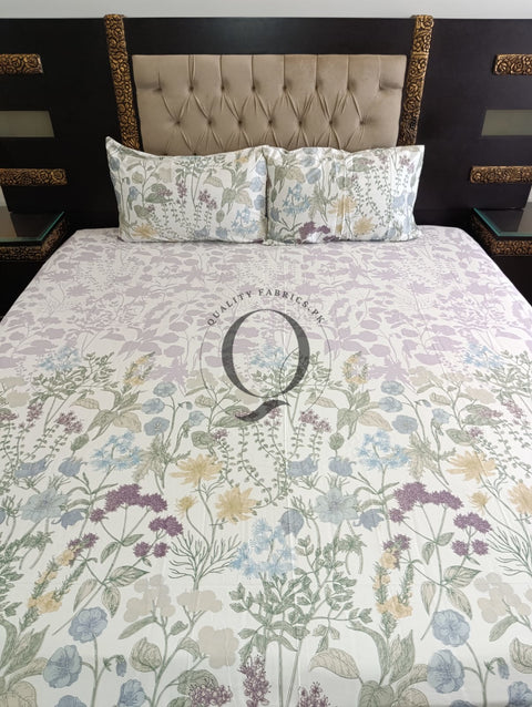 CS-307: 2 Pillows Cotton Satin Bed Sheet