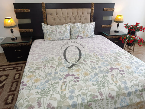 CS-307: 2 Pillows Cotton Satin Bed Sheet