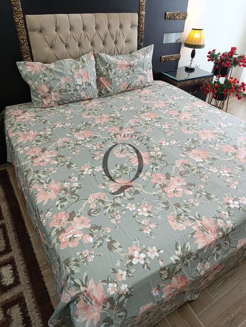 CS-308: 2 Pillows Cotton Satin Bed Sheet