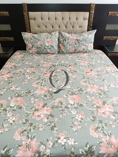CS-308: 2 Pillows Cotton Satin Bed Sheet