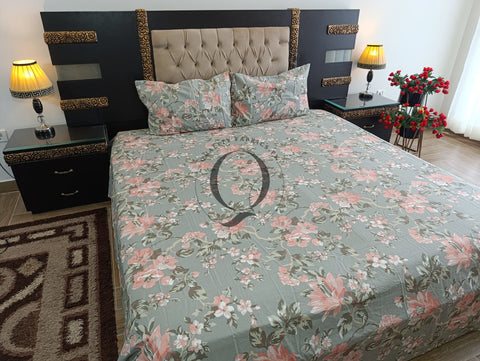 CS-308: 2 Pillows Cotton Satin Bed Sheet