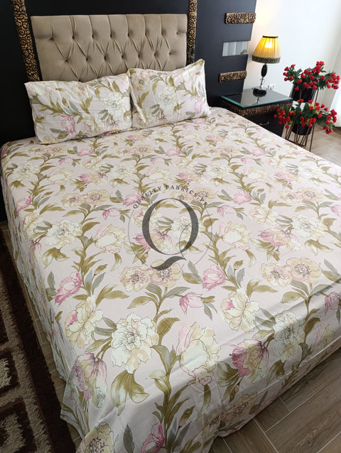 CS-309: 2 Pillows Cotton Satin Bed Sheet