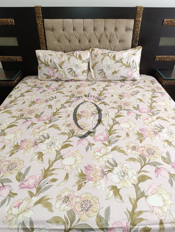 CS-309: 2 Pillows Cotton Satin Bed Sheet