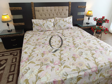 CS-309: 2 Pillows Cotton Satin Bed Sheet