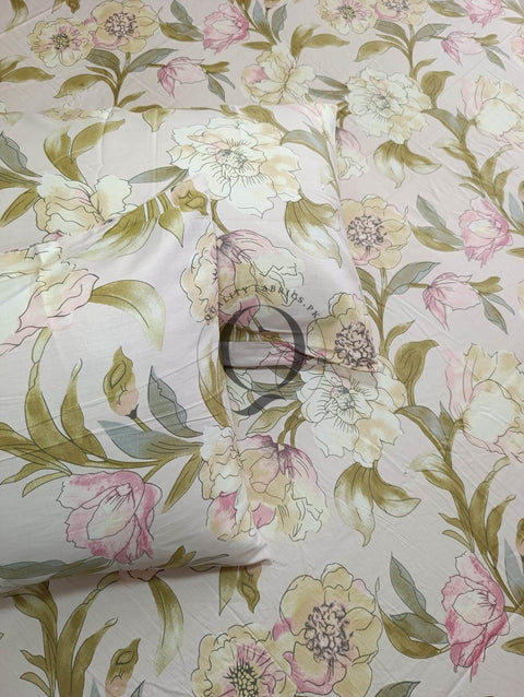 CS-309: 2 Pillows Cotton Satin Bed Sheet