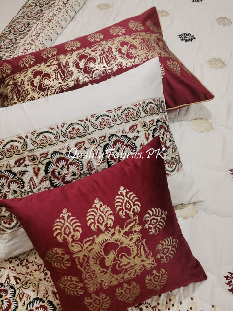CS-638: Bridal 8 Piece Comforter Set (Block Printing & Premium Quality Cotton Satin)