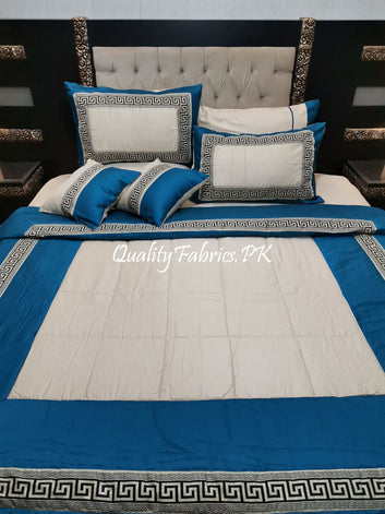 CS-639: Bridal 8 Piece Comforter Set (Block Printing & Premium Quality Cotton Satin)