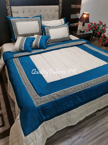 CS-639: Bridal 8 Piece Comforter Set (Block Printing & Premium Quality Cotton Satin)