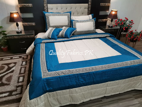 CS-639: Bridal 8 Piece Comforter Set (Block Printing & Premium Quality Cotton Satin)