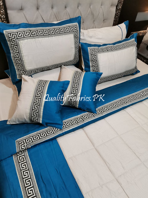 CS-639: Bridal 8 Piece Comforter Set (Block Printing & Premium Quality Cotton Satin)