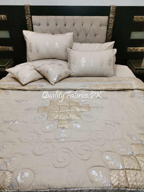 CS-640: Bridal 8 Piece Comforter Set (Block Printing & Premium Quality Cotton Satin)
