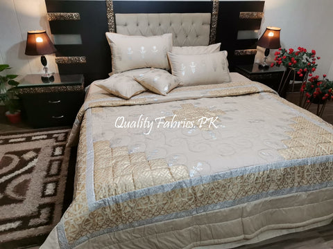 CS-640: Bridal 8 Piece Comforter Set (Block Printing & Premium Quality Cotton Satin)