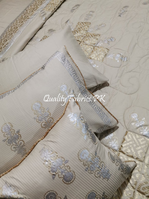 CS-640: Bridal 8 Piece Comforter Set (Block Printing & Premium Quality Cotton Satin)