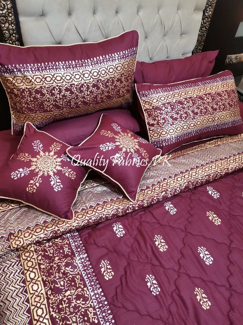 CS-648: Bridal 8 Piece Comforter Set (Block Printing & Premium Quality Cotton Satin)