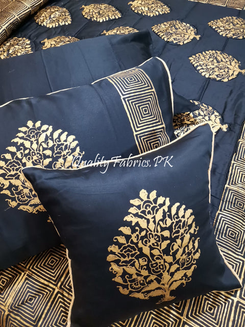 CS-662: Bridal 8 Piece Comforter Set (Block Printing & Premium Quality Cotton Satin)