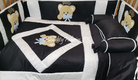 CS-664: Bear Theme Embroidered Cot Bedding Set