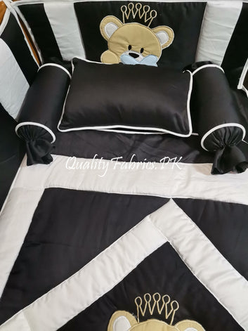 CS-664: Bear Theme Embroidered Cot Bedding Set