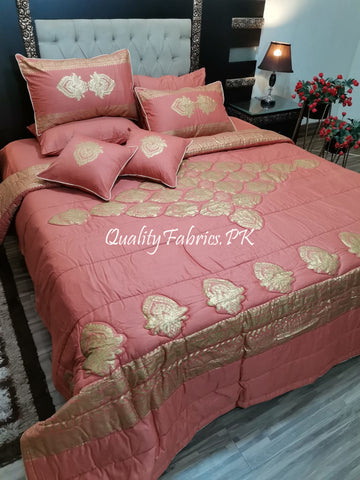 CS-669: Bridal 8 Piece Comforter Set (Block Printing & Premium Quality Cotton Satin)