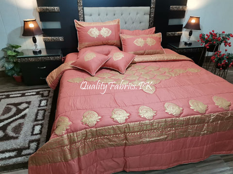CS-669: Bridal 8 Piece Comforter Set (Block Printing & Premium Quality Cotton Satin)