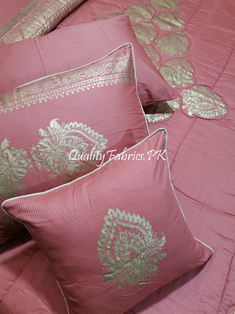 CS-669: Bridal 8 Piece Comforter Set (Block Printing & Premium Quality Cotton Satin)