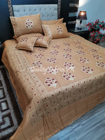 CS-679: Bridal 8 Piece Comforter Set (Block Printing & Premium Quality Cotton Satin)