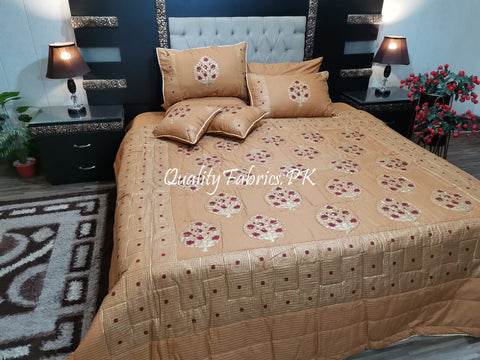 CS-679: Bridal 8 Piece Comforter Set (Block Printing & Premium Quality Cotton Satin)