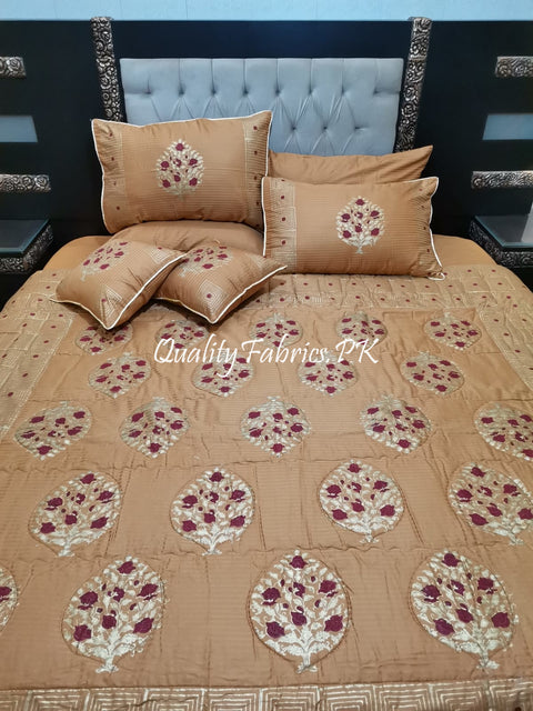 CS-679: Bridal 8 Piece Comforter Set (Block Printing & Premium Quality Cotton Satin)