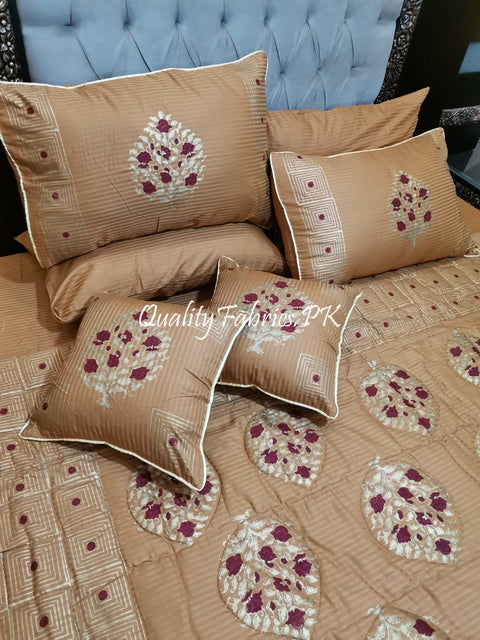 CS-679: Bridal 8 Piece Comforter Set (Block Printing & Premium Quality Cotton Satin)