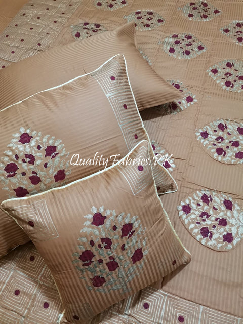 CS-679: Bridal 8 Piece Comforter Set (Block Printing & Premium Quality Cotton Satin)